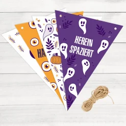 Halloween-Wimpelkette mit Wunschtext personalisiert | Schaurig-schöne Deko für Halloween-Partys
