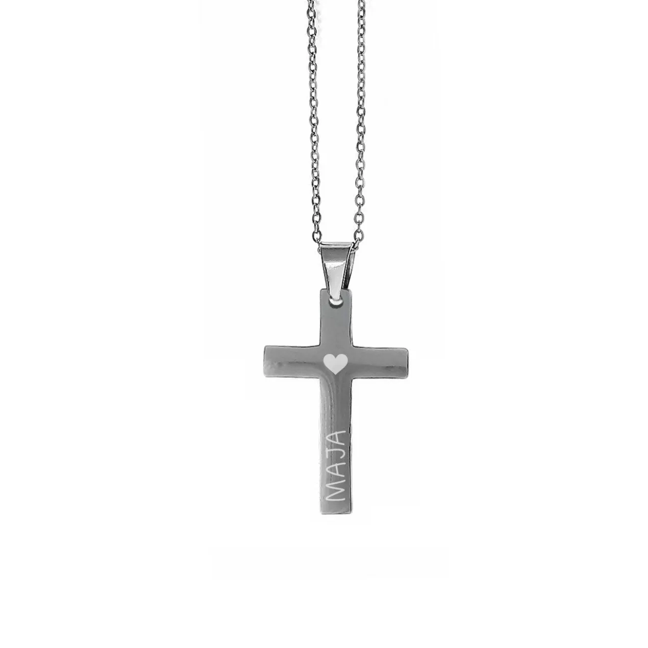 Halskette mit graviertem Kreuz zu Kommunion, Konfirmation, Taufe in Geschenkbox