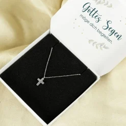 Halskette mit Kreuz Anhänger in Geschenkbox mit Name und Wunschtext