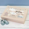 Handgearbeitete Erinnerungsbox als personalisiertes Geschenk zur Geburt für Jungen | Fotobox als Buch