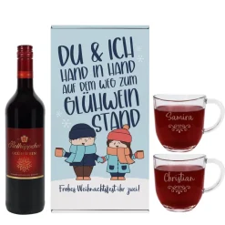 Hand in Hand zum Glühweinstand - Geschenkset mit zwei Gläsern, Glühwein und Box
