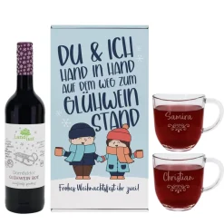 Hand in Hand zum Glühweinstand - Geschenkset mit zwei Gläsern, Glühwein und Box
