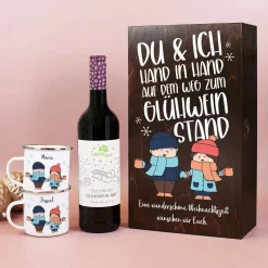 Hand in Hand zum Glühweinstand - Geschenkset mit Tassen und Glühwein