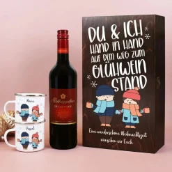 Hand in Hand zum Glühweinstand - Geschenkset mit Tassen und Glühwein
