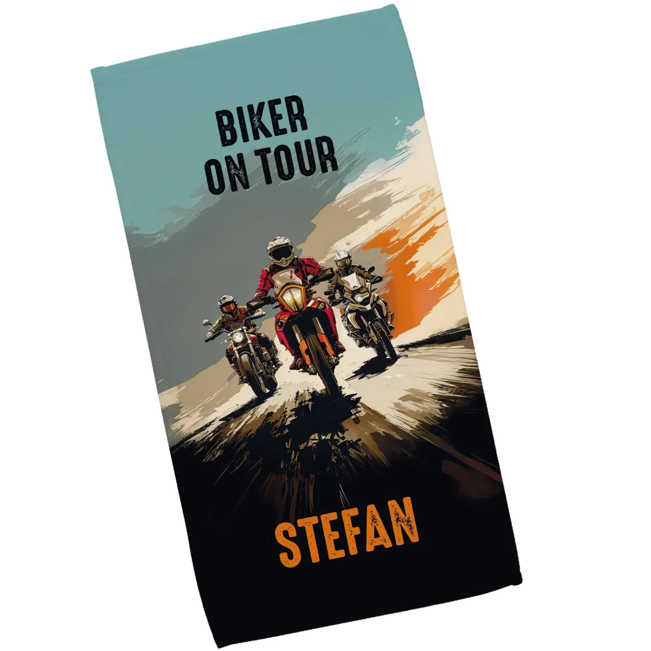 Handtuch für Biker personalisiert mit Wunschtext und Name in 3 Größen | Geschenk für Motorradfahrer