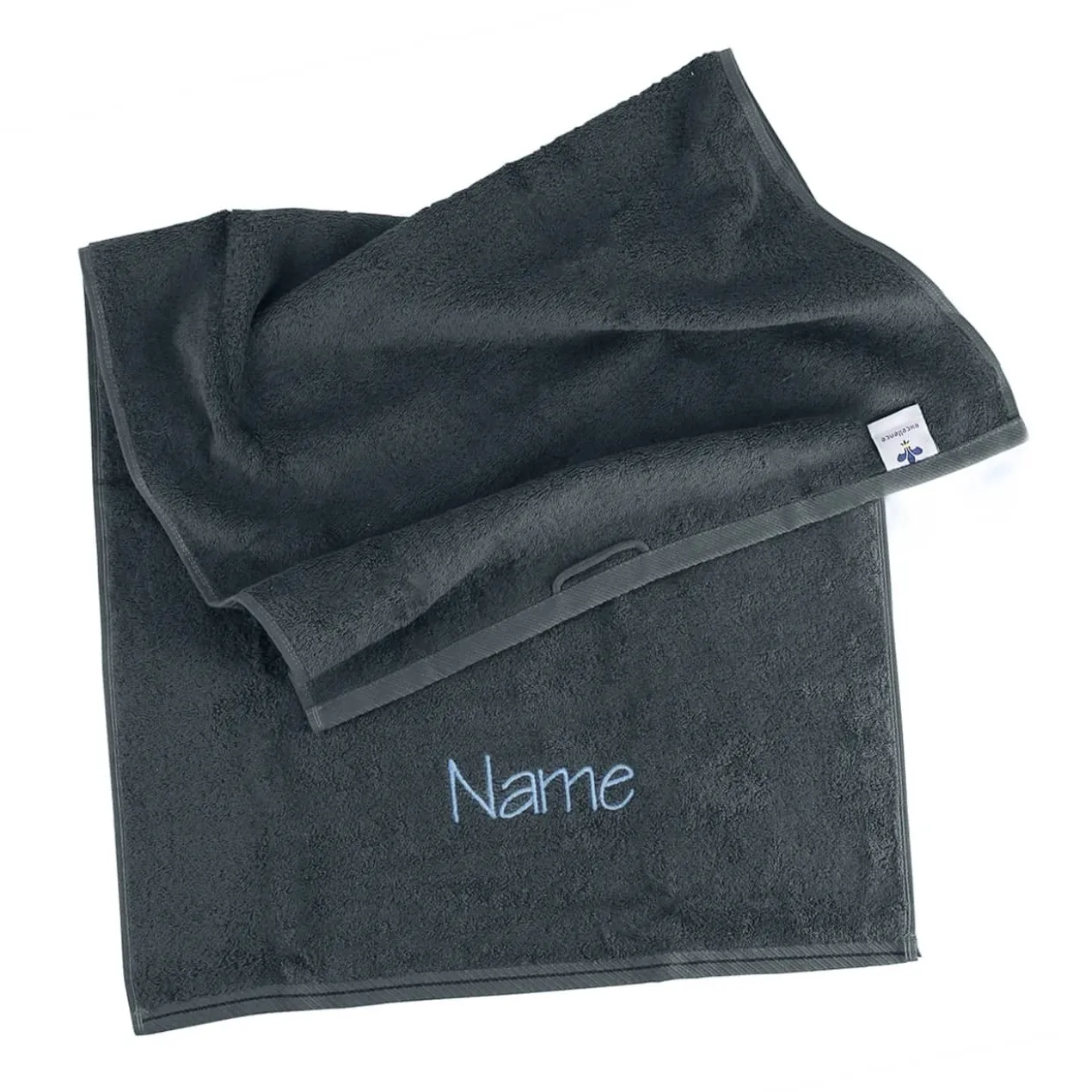 Handtuch in schiefergrau mit Name bestickt, 3 Größen auswählbar, Badetuch, Gästehandtuch