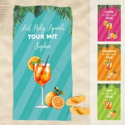 Handtuch mit Aperitif-Motiv personalisierbar mit Text & Farbauswahl | 3 Größen