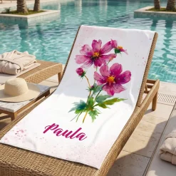 Handtuch mit Geburtsblume und Name personalisiert | Badetuch & Gästetuch als Geschenk zum Geburtstag