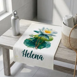 Handtuch mit Geburtsblume und Name personalisiert | Badetuch & Gästetuch als Geschenk zum Geburtstag