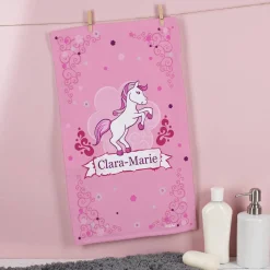Handtuch mit Pink Pony und Name in zwei Größen