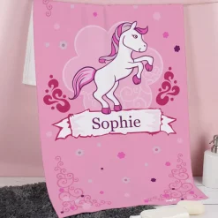 Handtuch mit Pink Pony und Name in zwei Größen