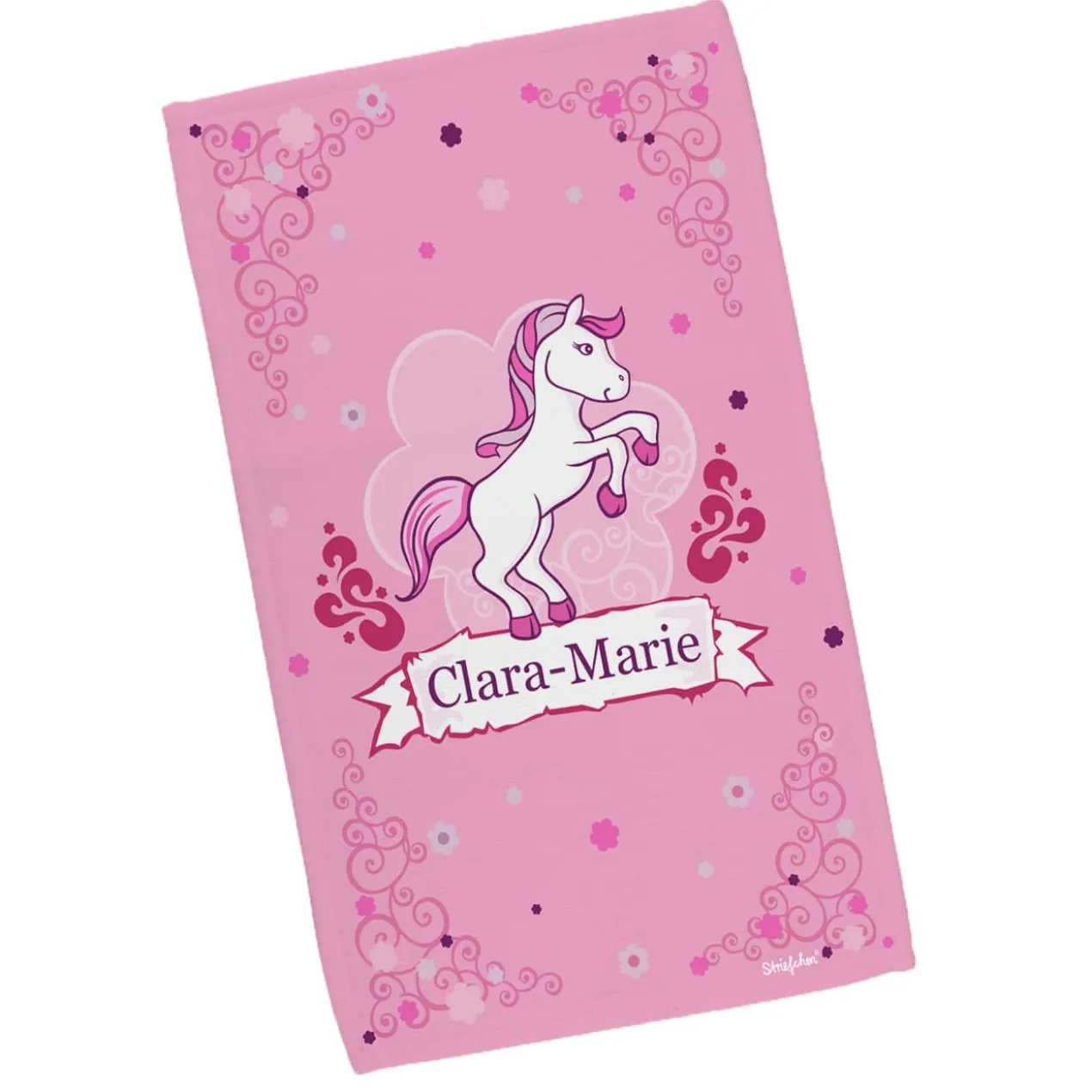 Handtuch mit Pink Pony und Name in zwei Größen