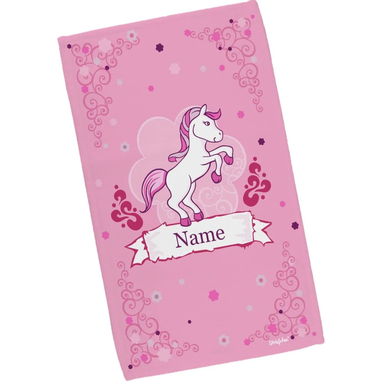 Handtuch mit Pink Pony und Name in zwei Größen