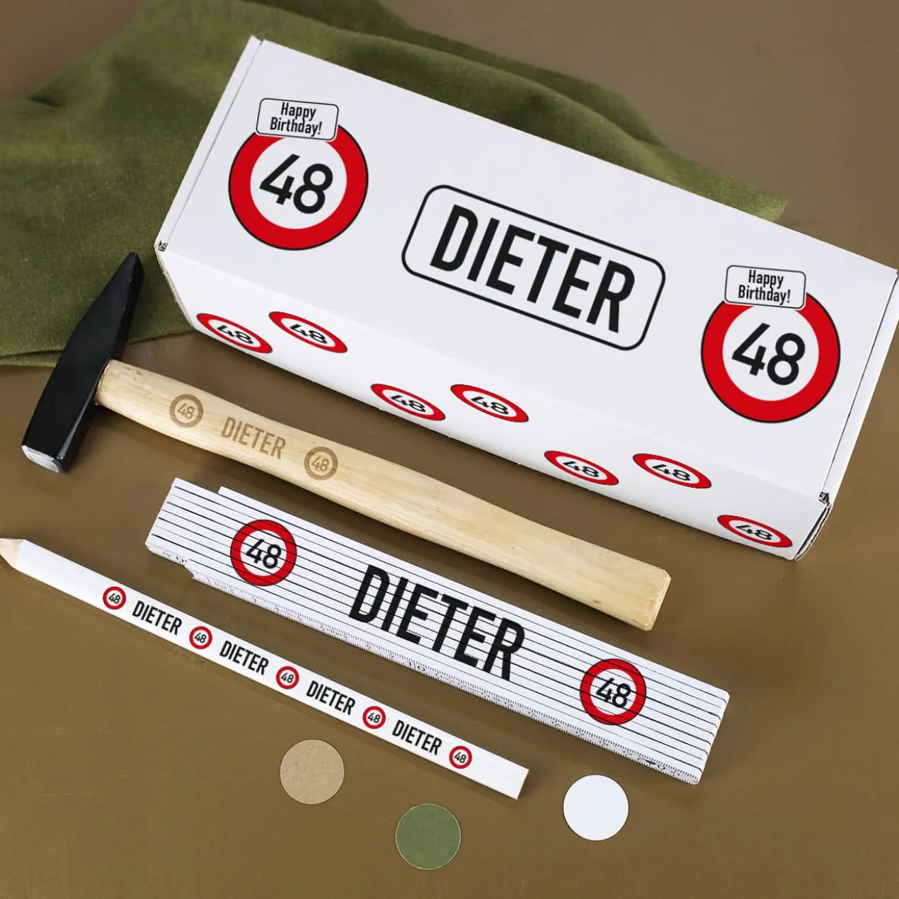 Handwerker Set mit Verkehrszeichen-Motiv zum Geburtstag