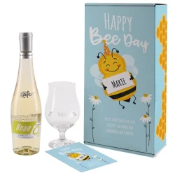 Happy Bee Day - Geschenkset zum Geburtstag mit süßem Bienen Motiv und Wunschname