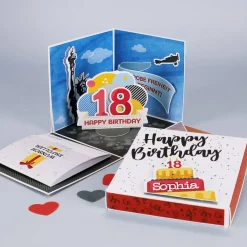 Happy Birthday 18 - Überraschungsbox mit Name zum Geburtstag
