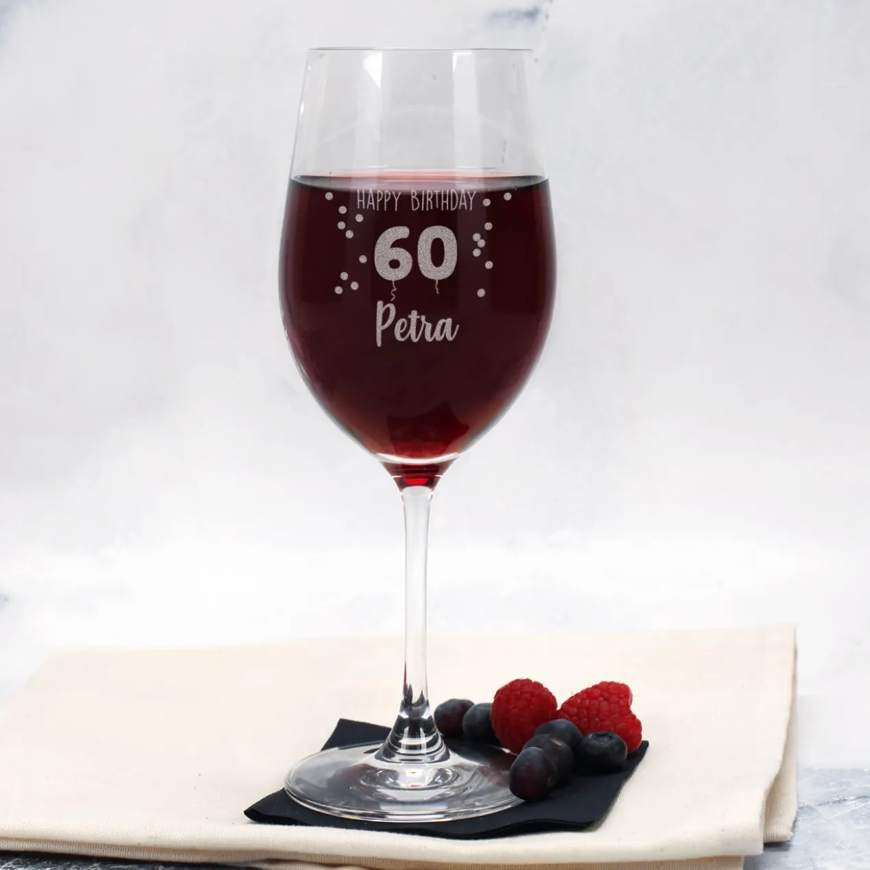 Happy Birthday 60 - Biorebe Geschenkset mit Weinglas in Geschenkbox | Nachhaltiger Wein