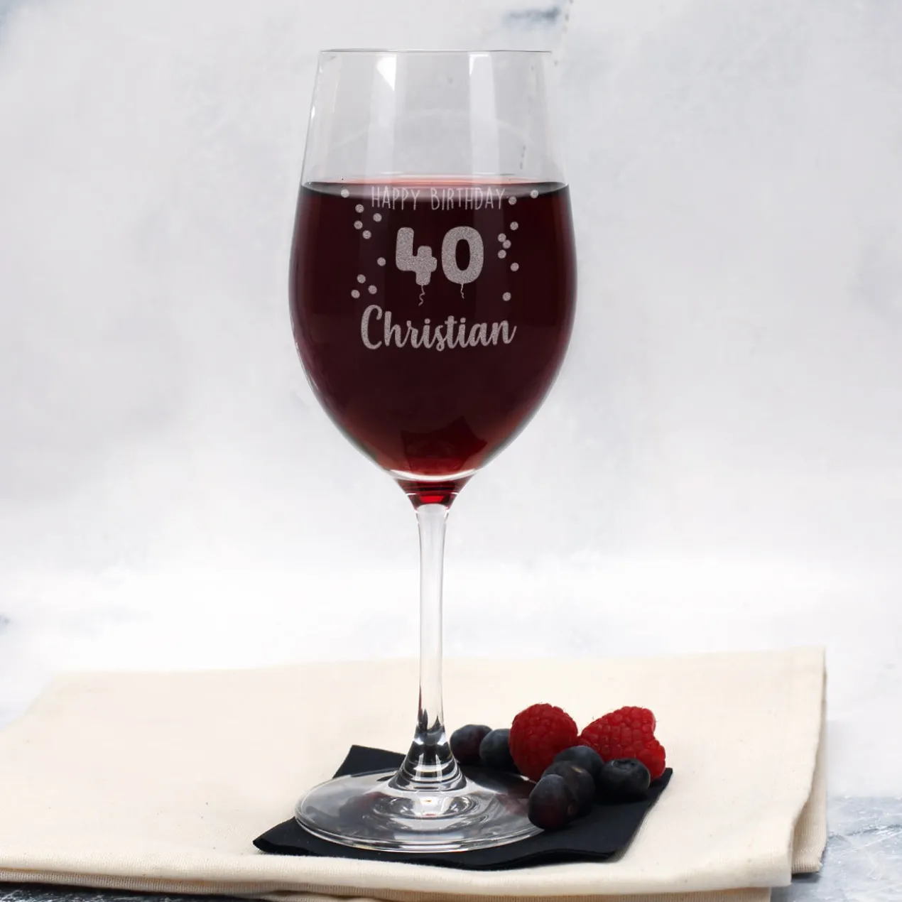 Happy Birthday 40 - Biorebe Wein und Weinglas in Geschenkbox | Bienenfreundlich, Vegan, Nachhaltig