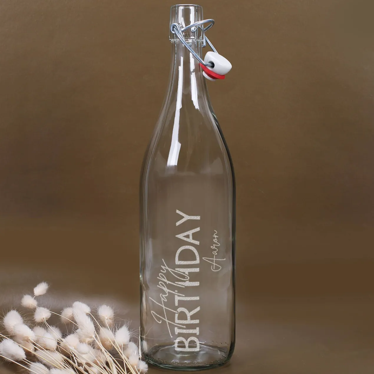 Happy Birthday - Flaschenpost mit Wunschname graviert