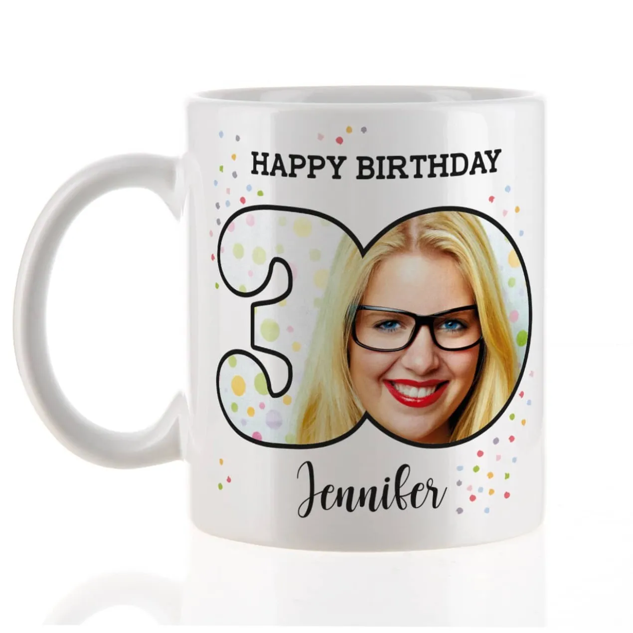 Happy Birthday - Fototasse zum 30. Geburtstag mit Name