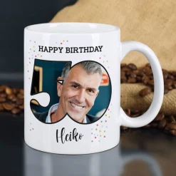 Happy Birthday - Fototasse zum 50. Geburtstag mit Name
