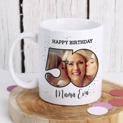 Happy Birthday - Fototasse zum 50. Geburtstag mit Name