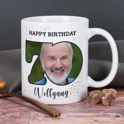 Happy Birthday 70 - Fototasse zum Geburtstag mit Name