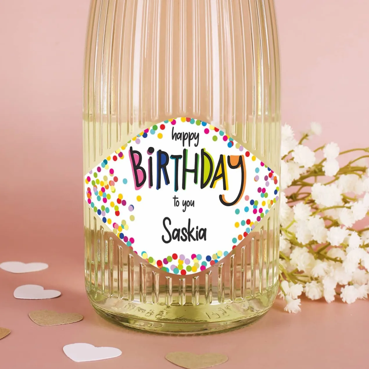 Happy Birthday - Fruchtsecco in zwei Sorten mit Ihrem Wunschnamen zum Geburtstag