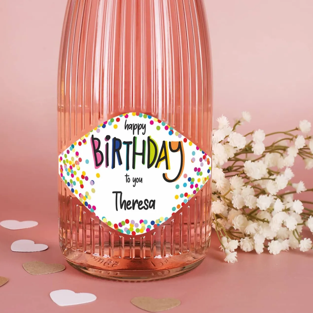 Happy Birthday - Fruchtsecco in zwei Sorten mit Ihrem Wunschnamen zum Geburtstag