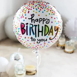 Happy Birthday Geschenkset aus Secco, Glas, Schokolade und Folienballon