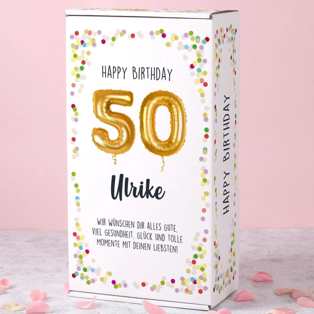 Happy Birthday 50 - Geschenkset mit Biorebe Wein und Weinglas in Geschenkbox