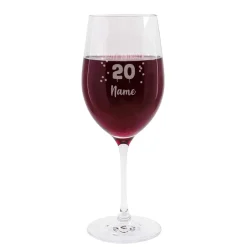 Happy Birthday 20 - graviertes Weinglas zum 20. Geburtstag mit Name