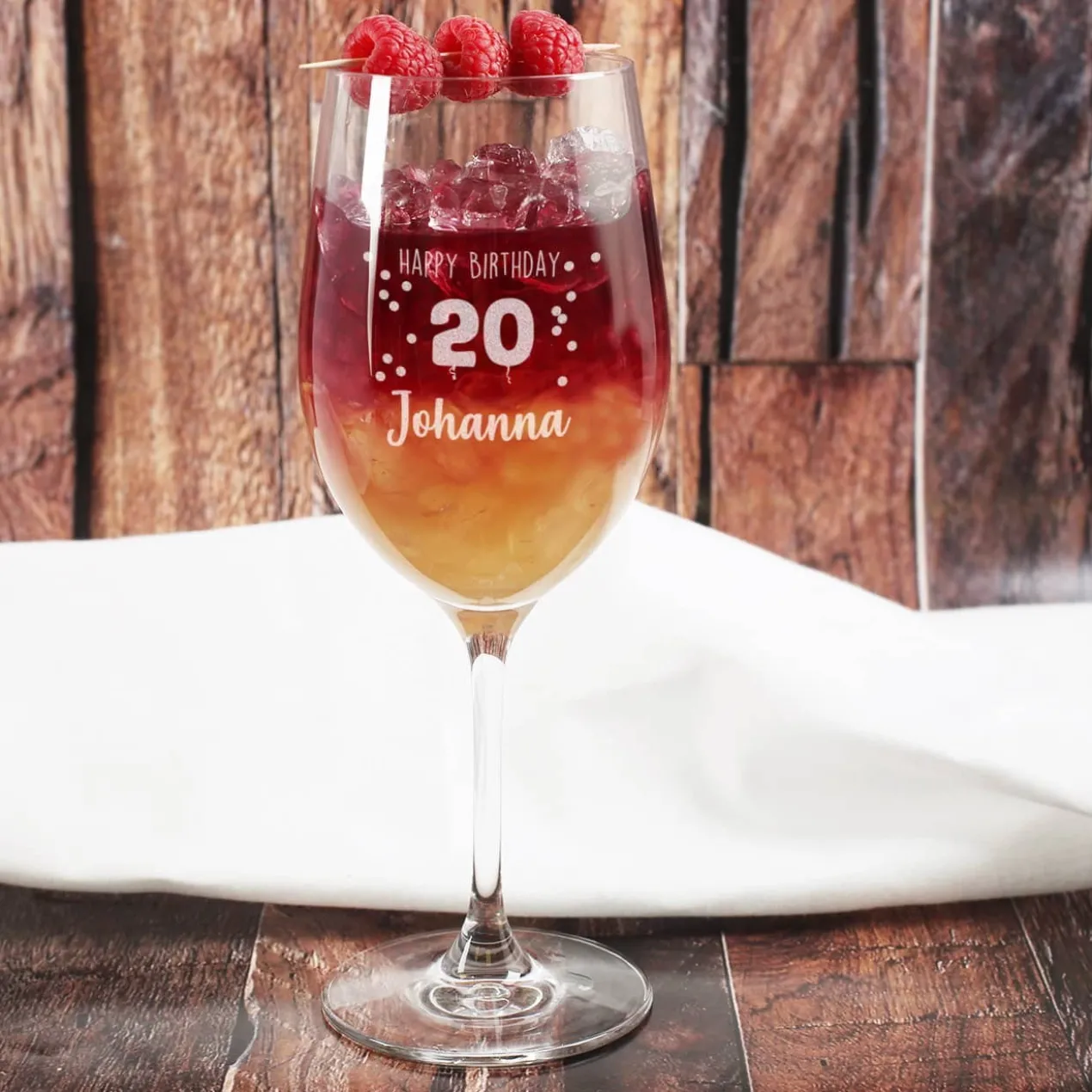 Happy Birthday 20 - graviertes Weinglas zum 20. Geburtstag mit Name