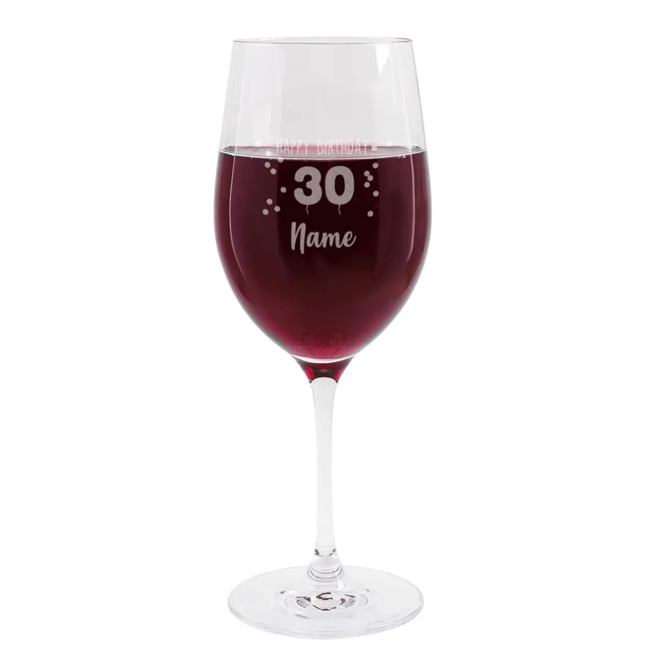 Happy Birthday 30 - graviertes Weinglas mit Name