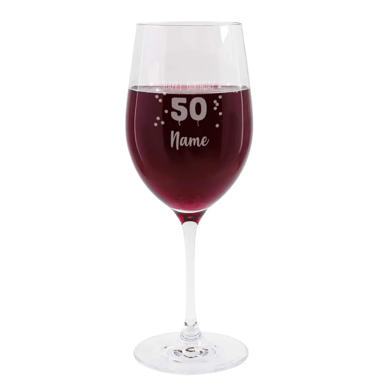 Happy Birthday 50 - graviertes Weinglas zum 50. Geburtstag mit Name