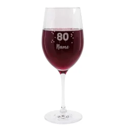 Happy Birthday 80 - graviertes Weinglas mit Name