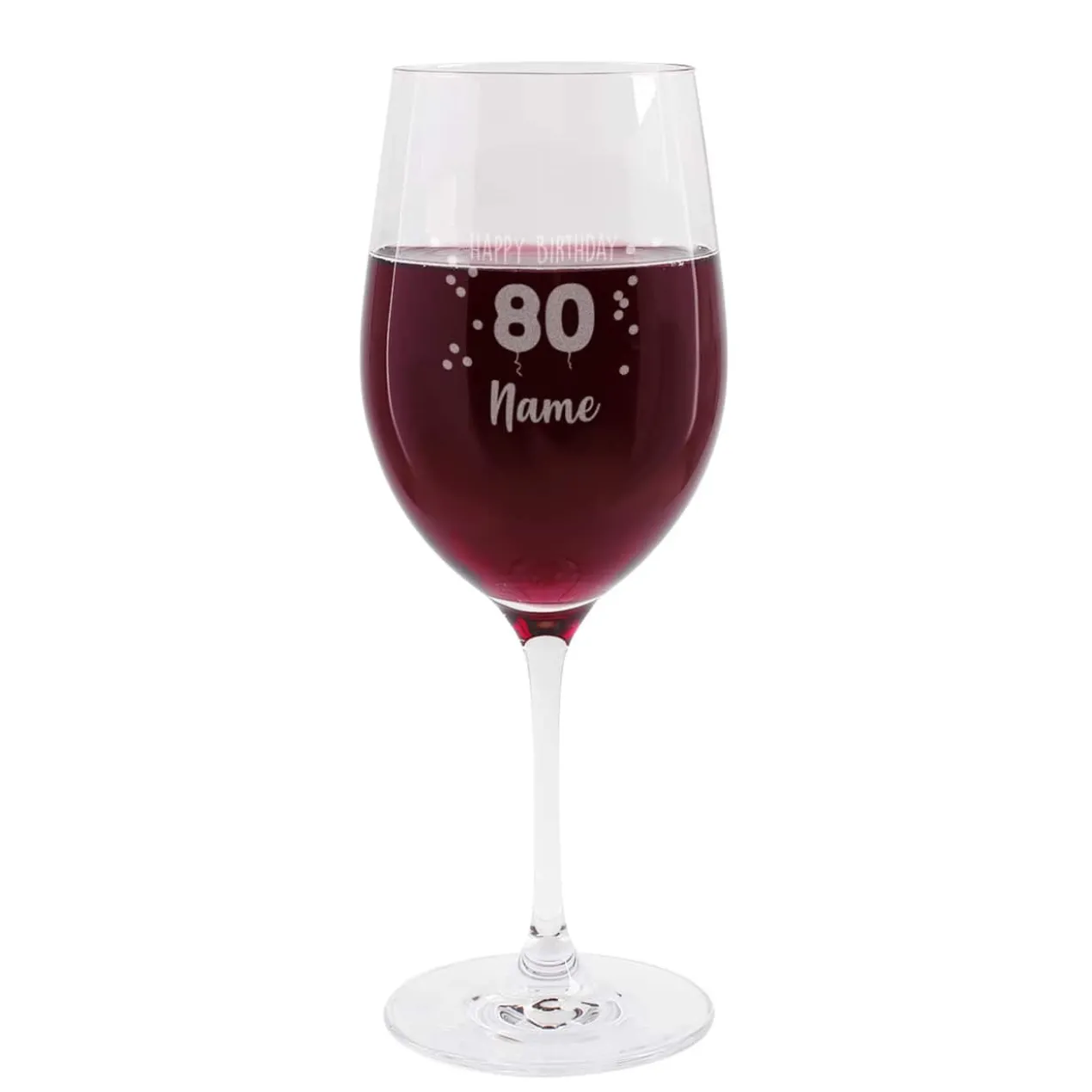Happy Birthday 80 - graviertes Weinglas mit Name