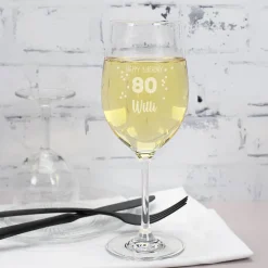 Happy Birthday 80 - graviertes Weinglas mit Name
