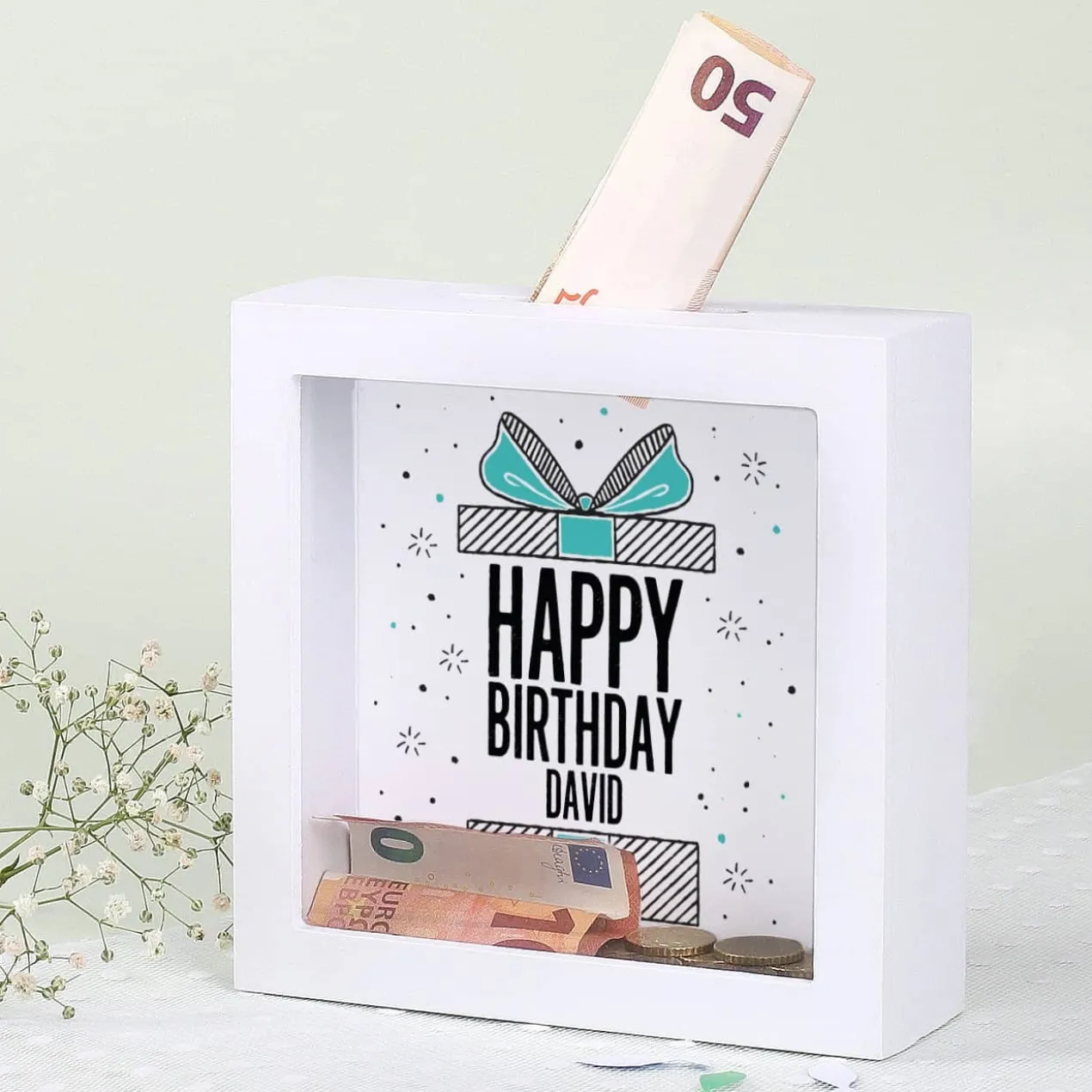 Happy Birthday kleine Bilderrahmen Spardose