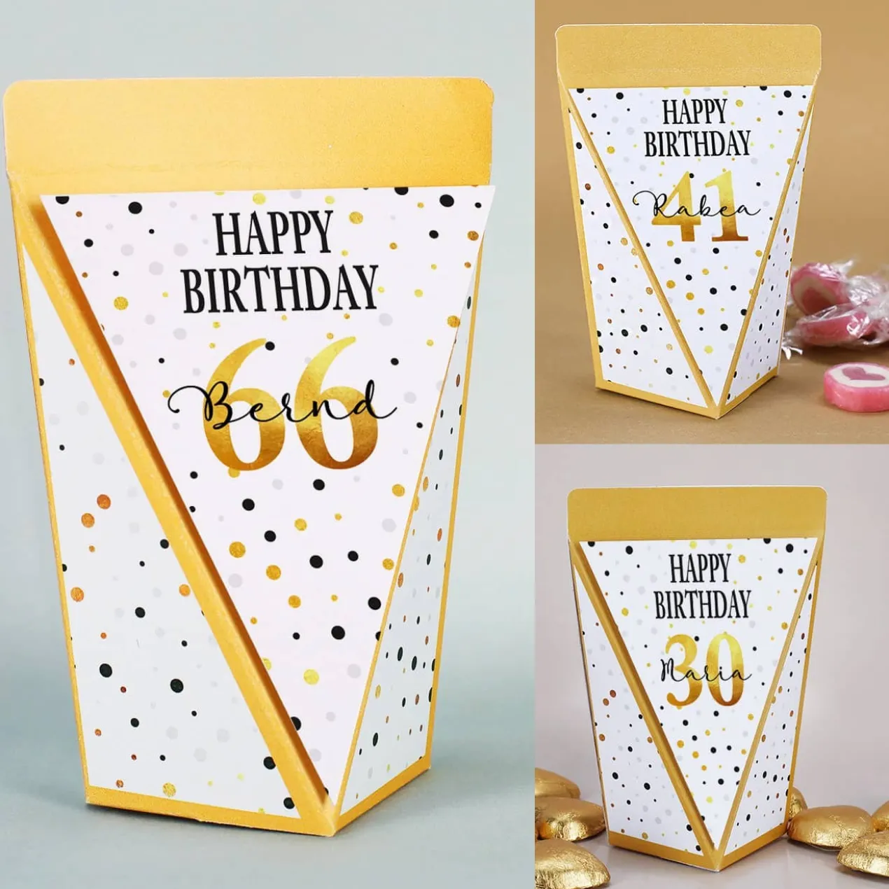 Happy Birthday - kleine Geschenktüte zum Geburtstag - mit Schokolade oder Bonbons oder unbefüllt