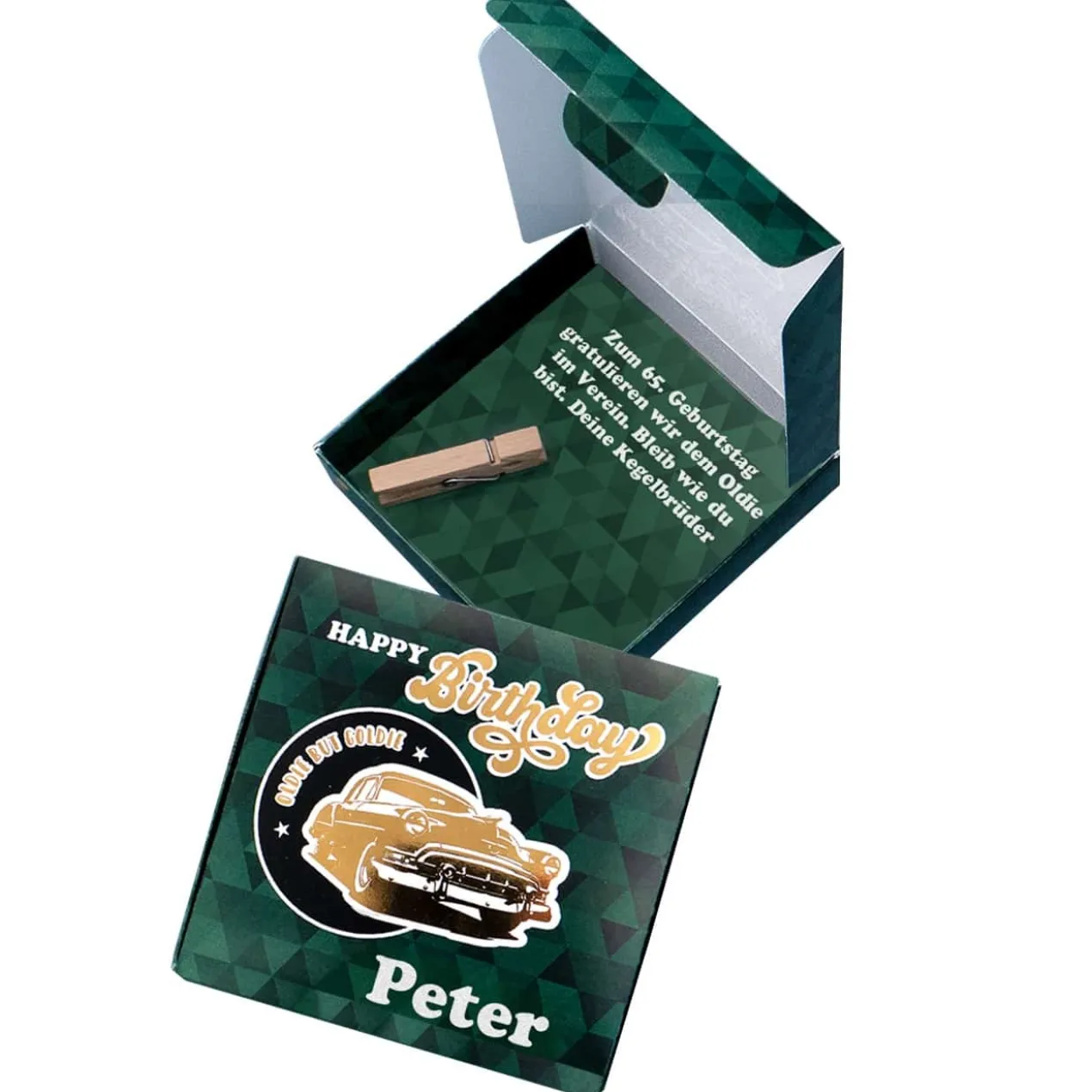 Happy Birthday - Oldie but Goldie - Geldgeschenkbox mit Goldprägung