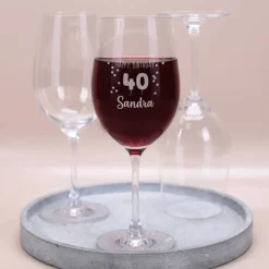 Happy Birthday 40 - Weinglas zum 40. Geburtstag mit Namensgravur