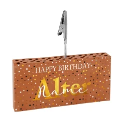Happy Birthday - Ziegelstein Geldclip als Geschenk zum Geburtstag mit Name und Alter