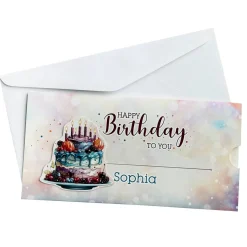 Happy Birthday - Ziehkarte mit Geburtstagstorte für Geldgeschenke