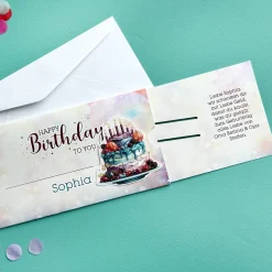 Happy Birthday - Ziehkarte mit Geburtstagstorte für Geldgeschenke