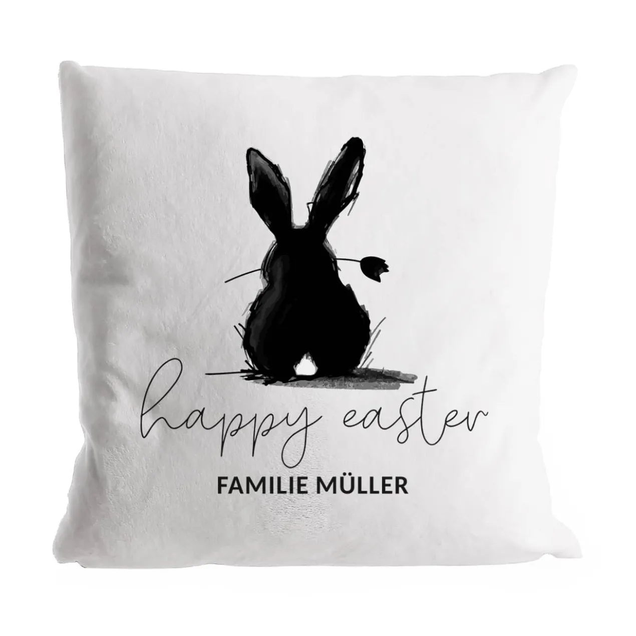 Happy Easter - Flauschkissen mit Osterhase & Wunschtext