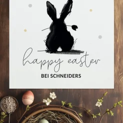 Happy Easter - Tischläufer mit Hase und Wunschtext in 2 Größen verfügbar
