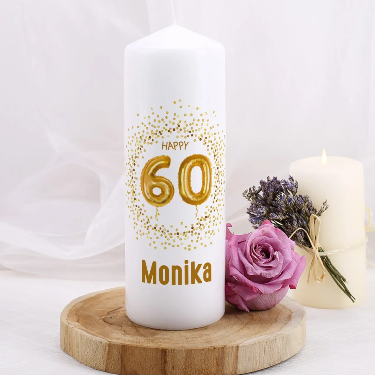 Happy 60 - Geburtstagskerze mit Name