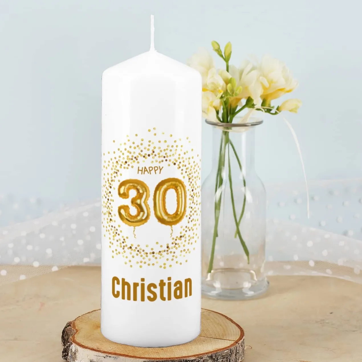 Happy 30 - Kerze mit Name zum Geburtstag