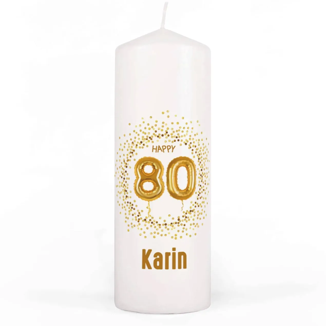 Happy 80 - Kerze mit Name zum 80. Geburtstag